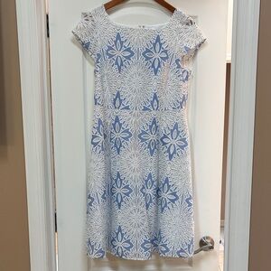 Talbots Blue and White Floral Midi Dress